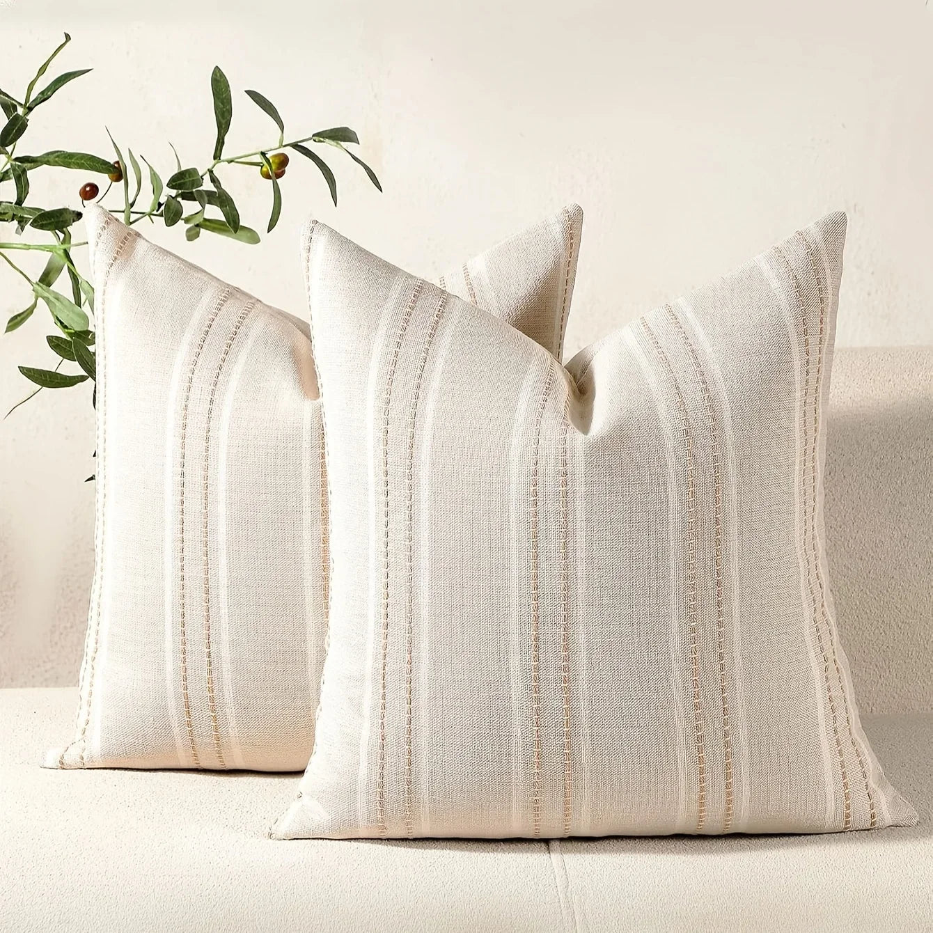 Boho Linen Throw Pillow Cover