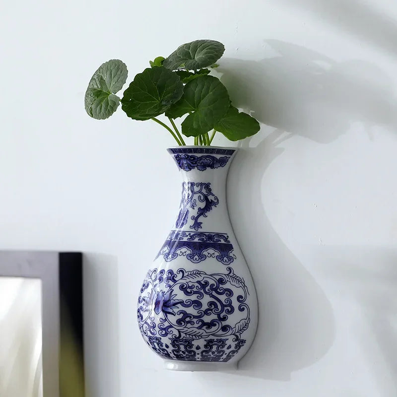 Antique Blue & White Ceramic Vase