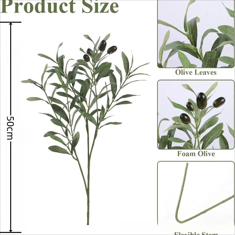 Olive Branch Stems with Realistic Fruits