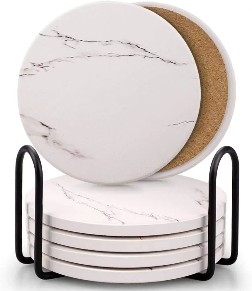 Marble Style Ceramic Coaster Set