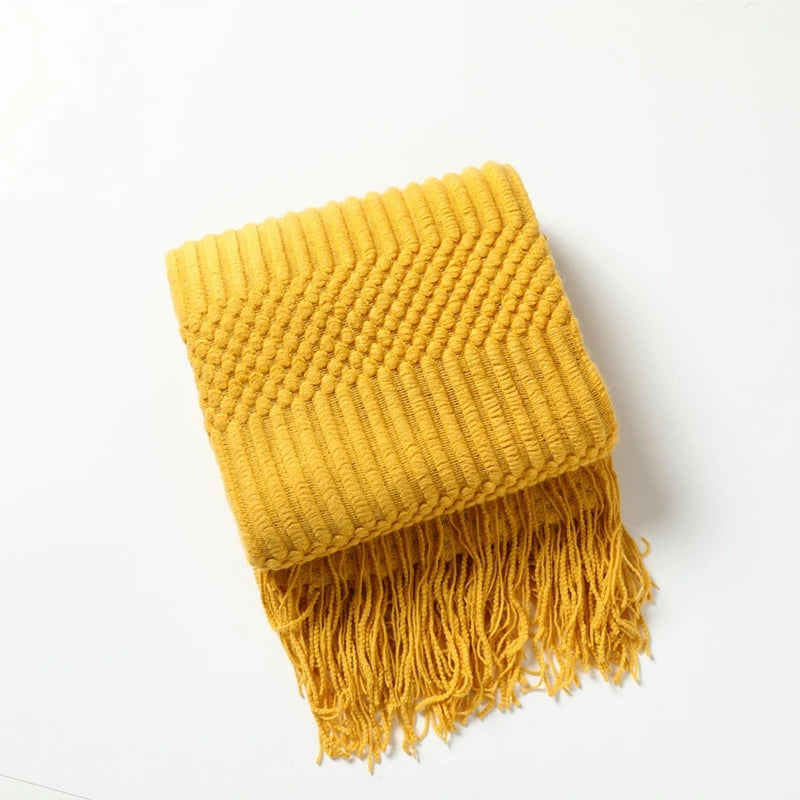 Chunky Knit Boho Throw Blanket