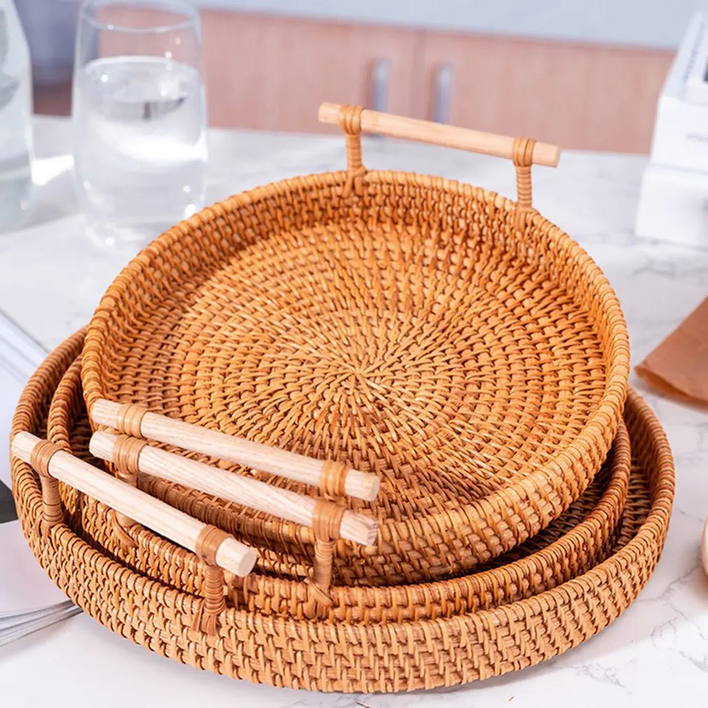 Handwoven Rattan Storage Tray