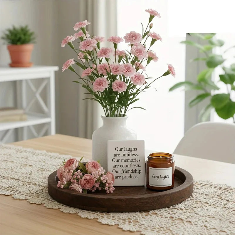 Rustic Round Wooden Serving Tray