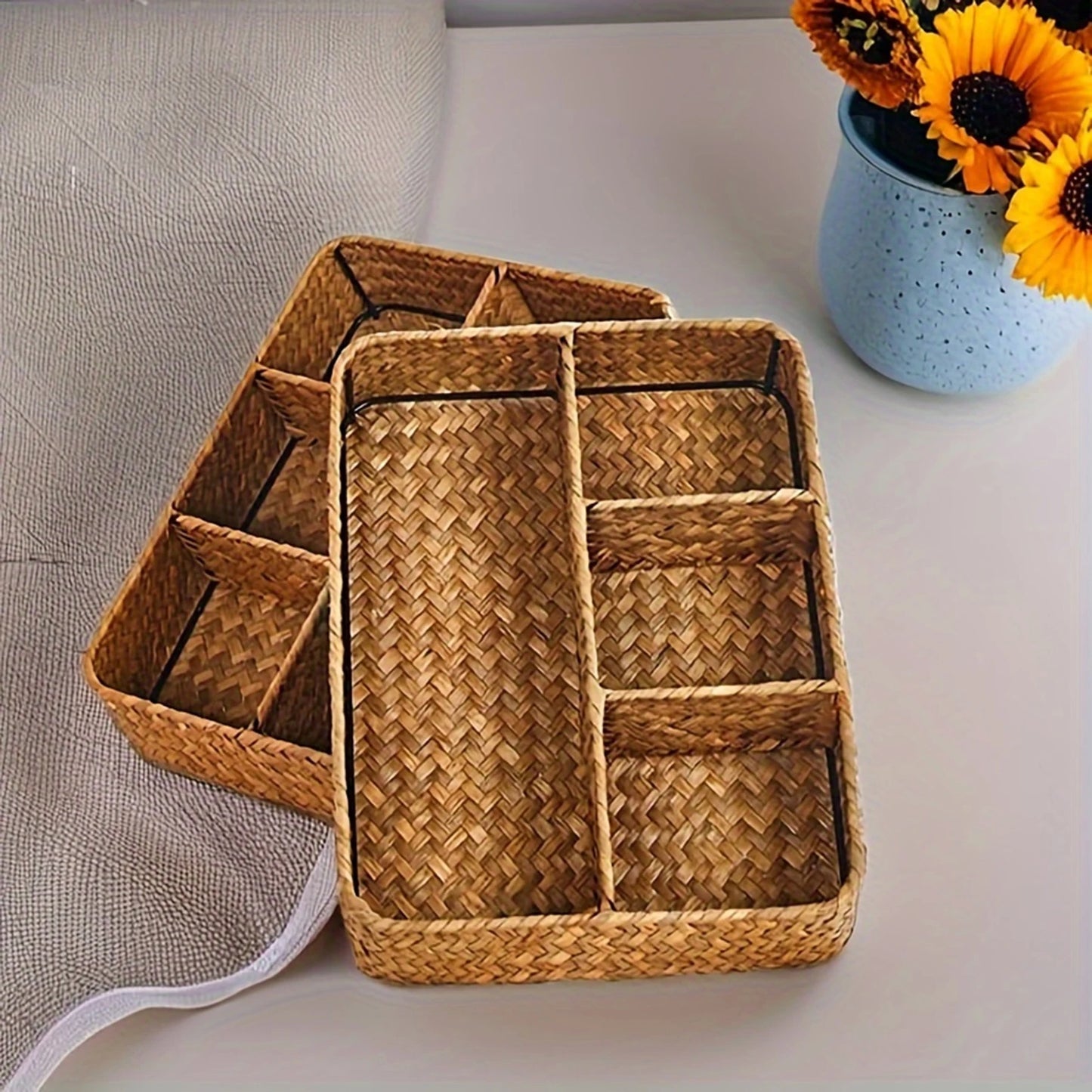 Seagrass Woven Desk Organizer Tray