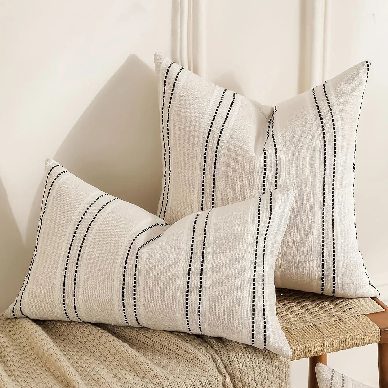 Boho Linen Throw Pillow Cover