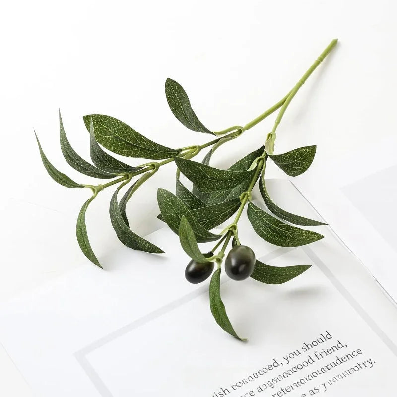 Olive Branch Stems with Realistic Fruits