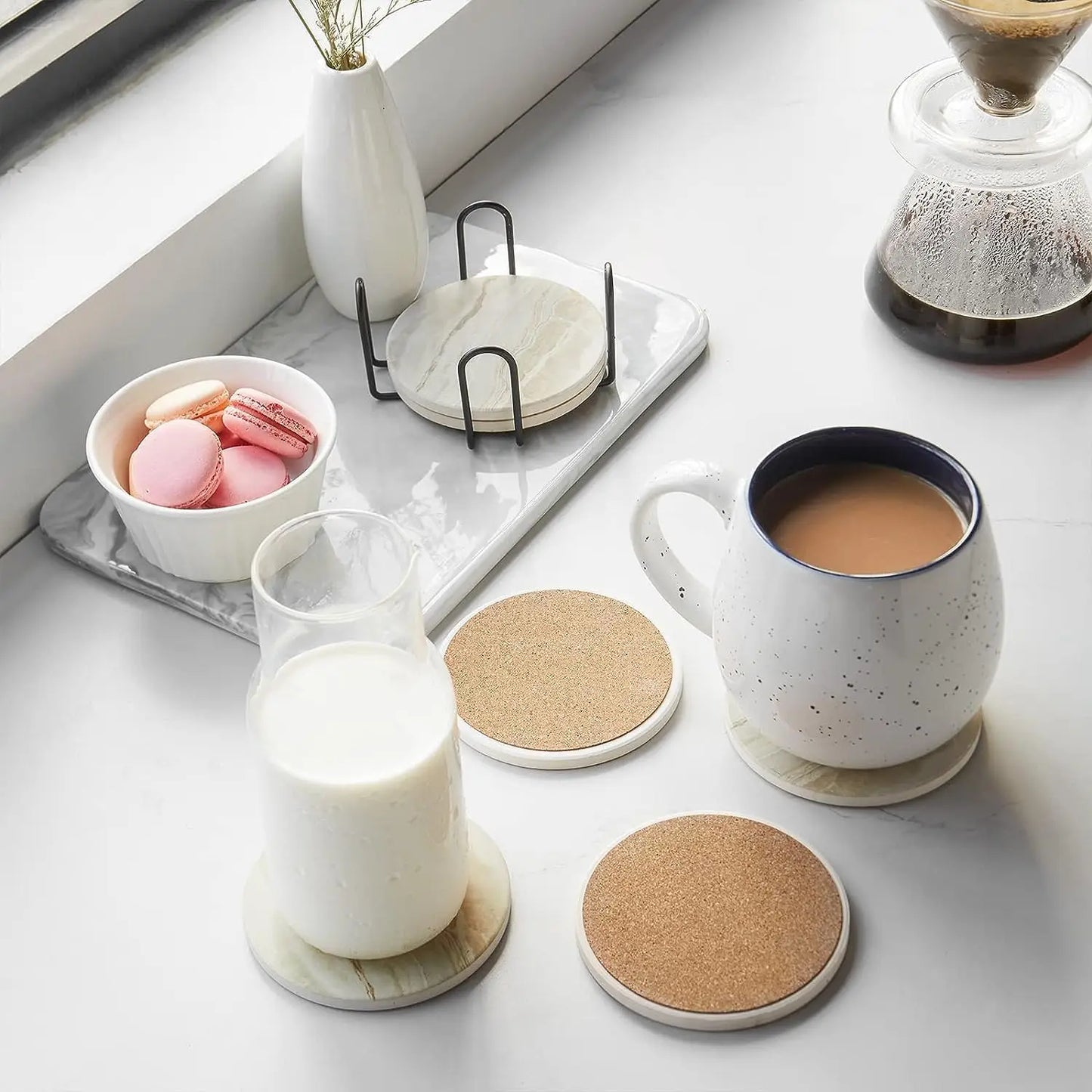 Marble Style Ceramic Coaster Set