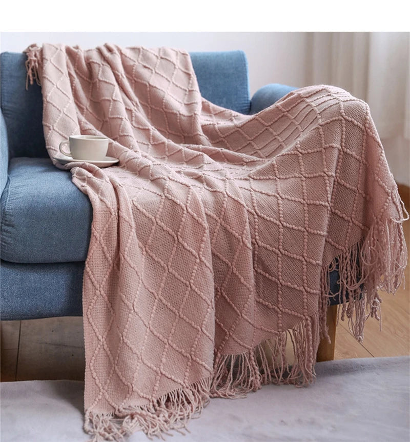Chunky Knit Boho Throw Blanket