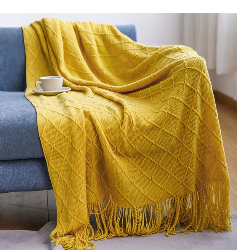 Chunky Knit Boho Throw Blanket