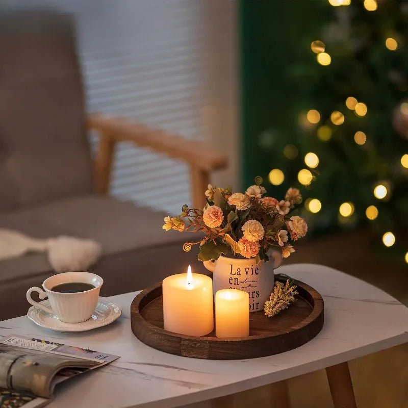 Rustic Round Wooden Serving Tray