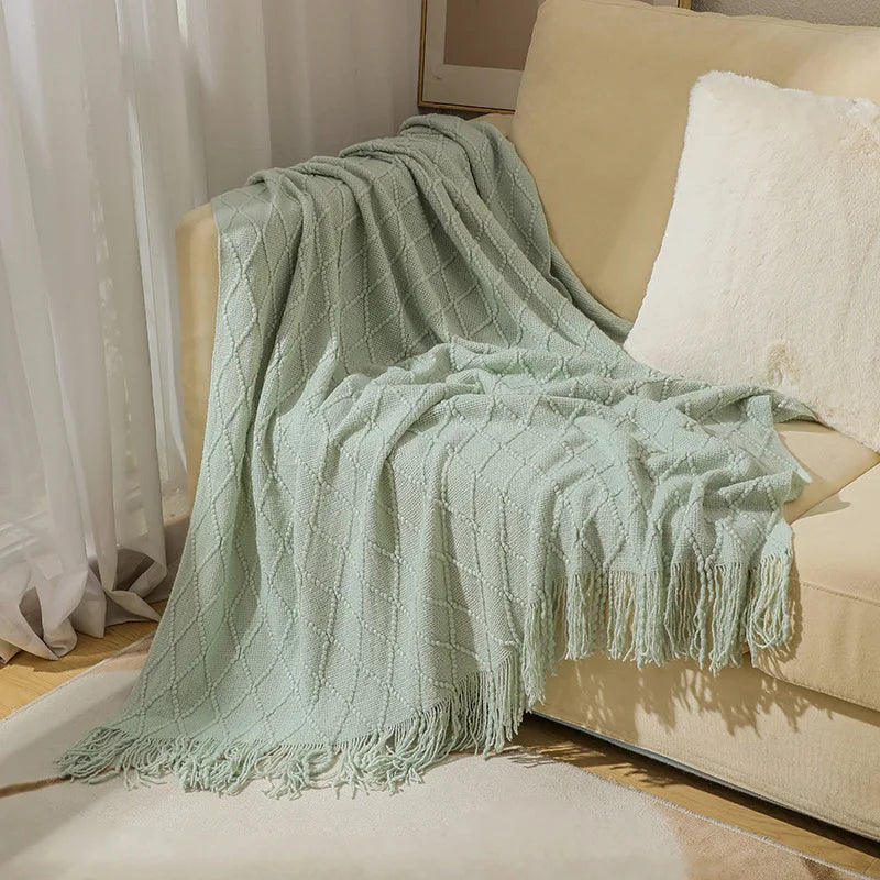Chunky Knit Boho Throw Blanket