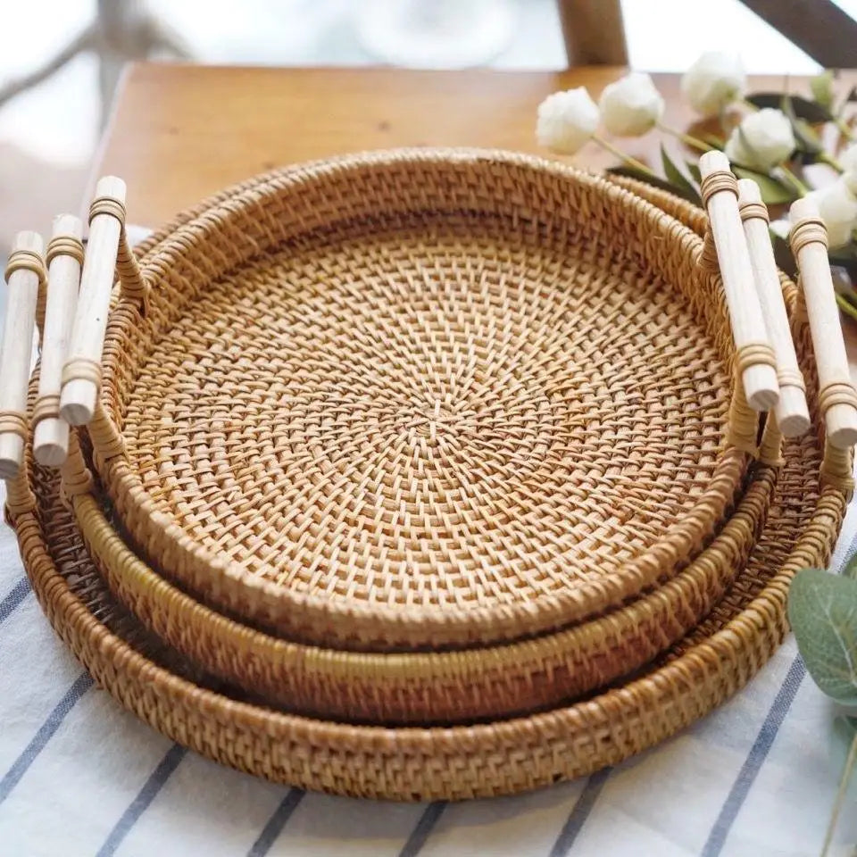 Handwoven Rattan Storage Tray