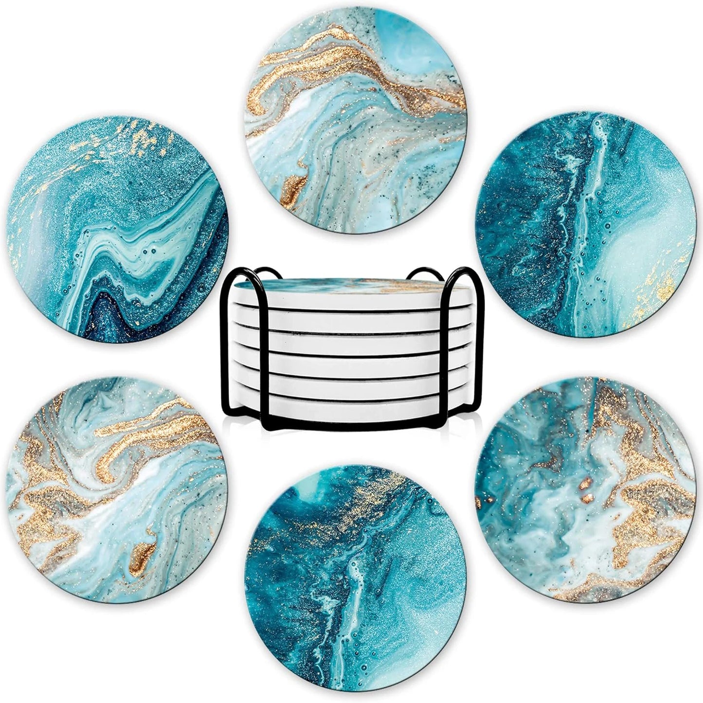 Marble Style Ceramic Coaster Set