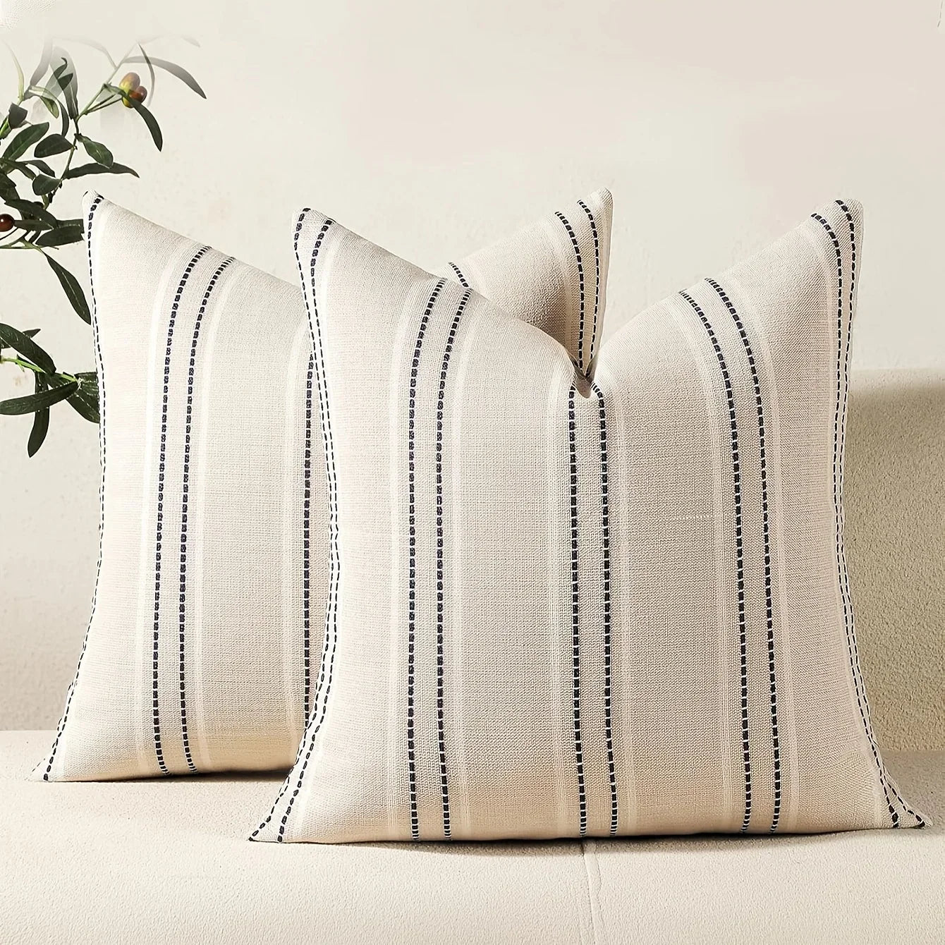 Boho Linen Throw Pillow Cover