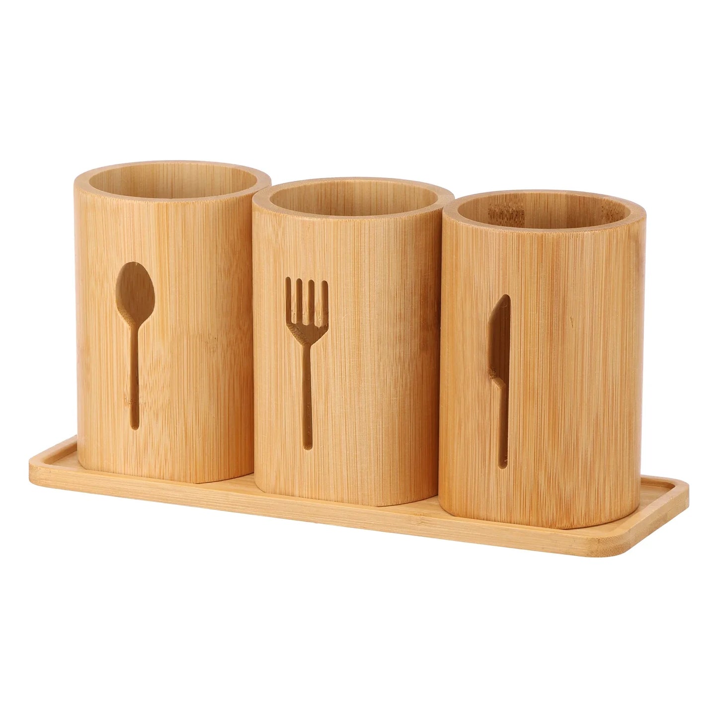Bamboo Kitchen Utensil Holder Set