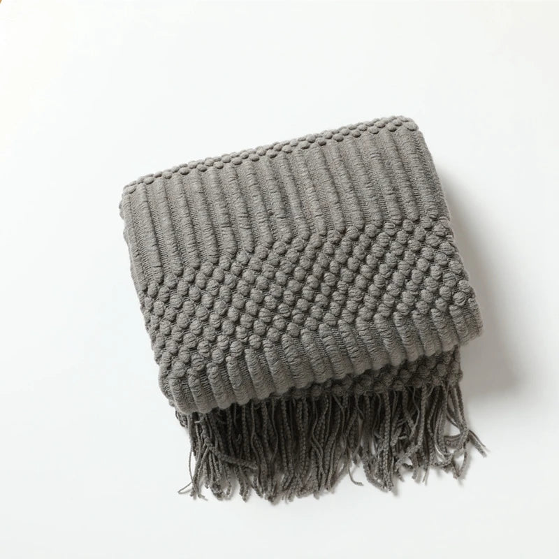 Chunky Knit Boho Throw Blanket