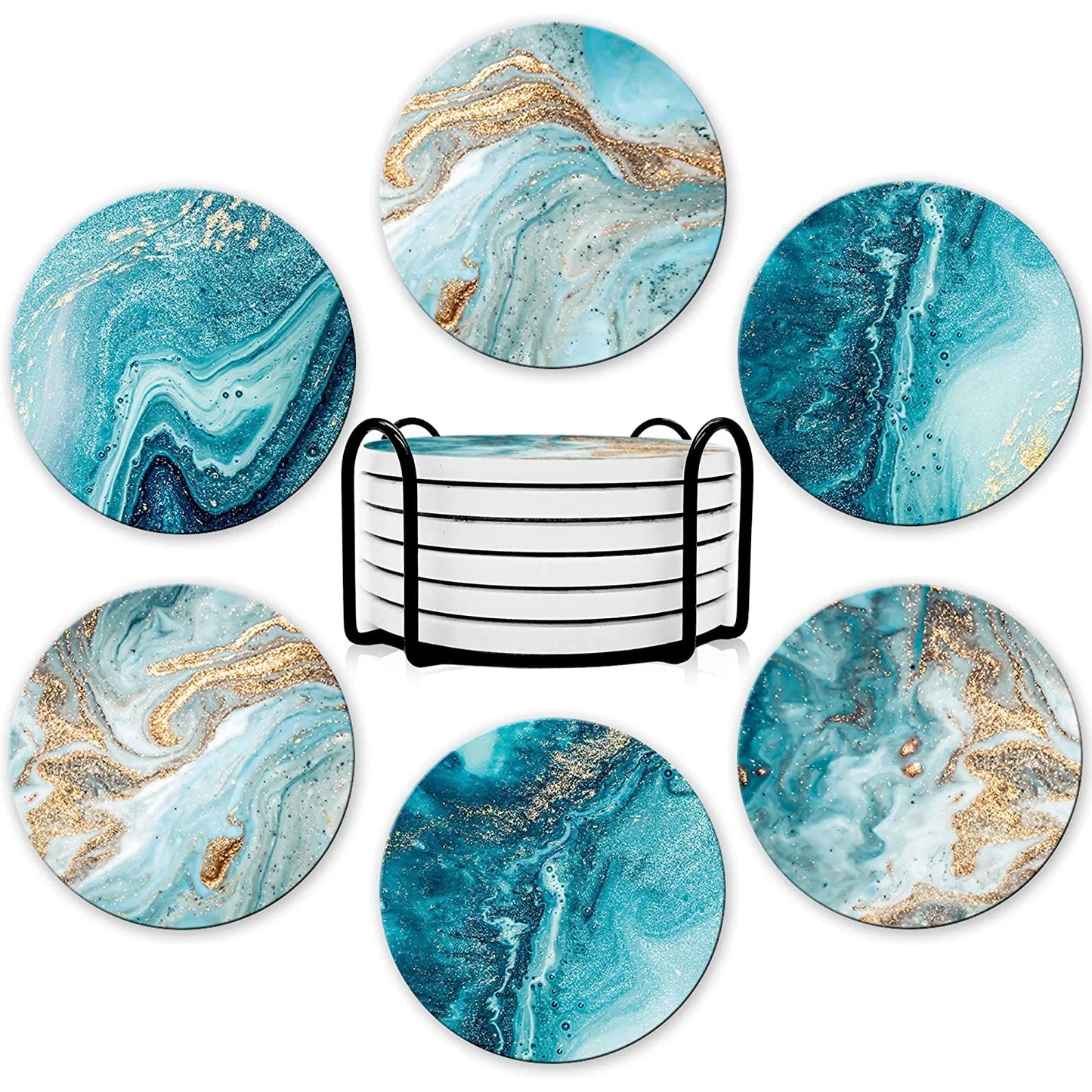 Marble Style Ceramic Coaster Set
