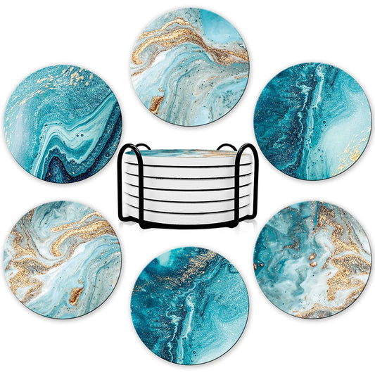 Marble Style Ceramic Coaster Set