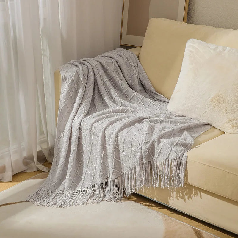 Chunky Knit Boho Throw Blanket