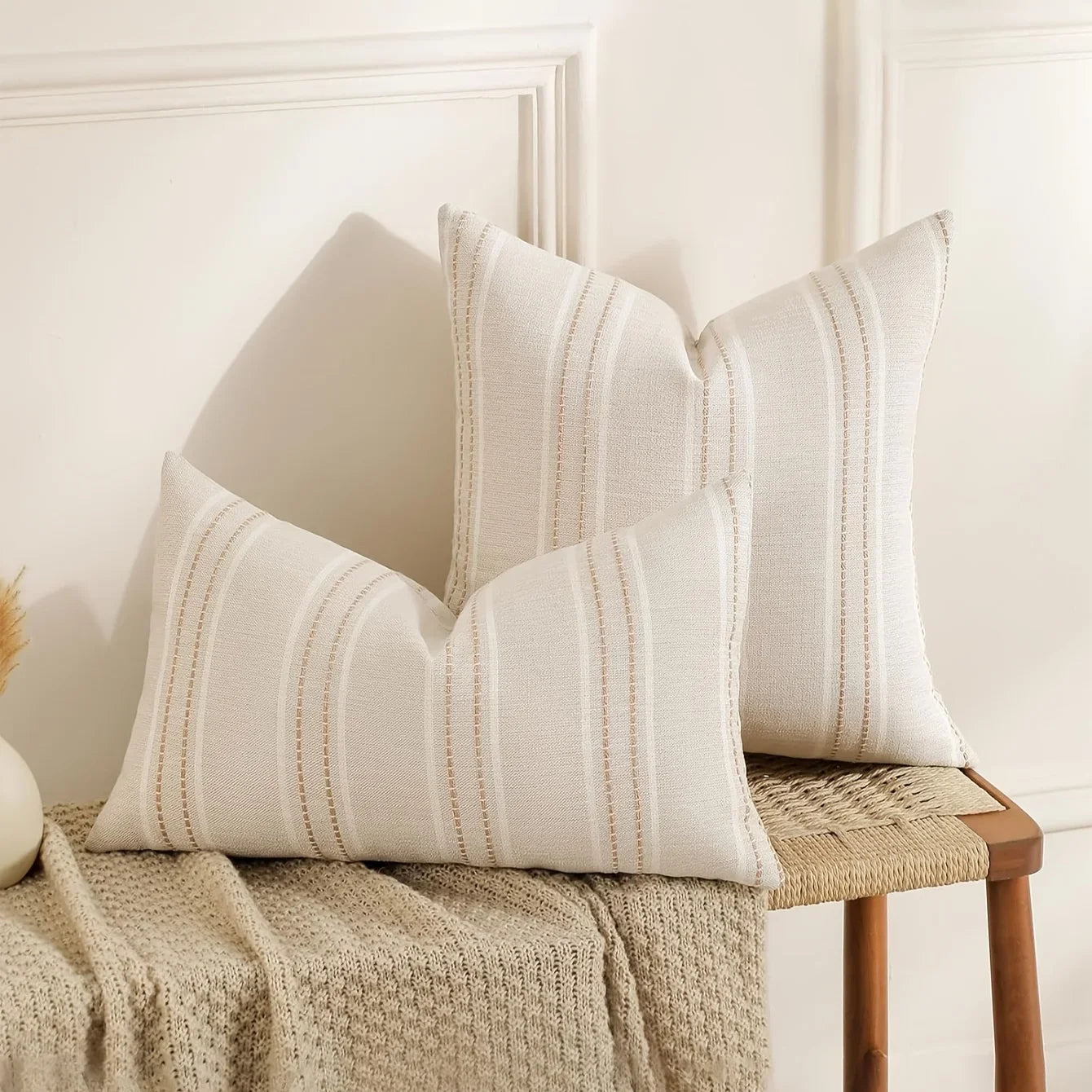Boho Linen Throw Pillow Cover