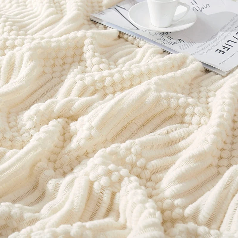 Chunky Knit Boho Throw Blanket