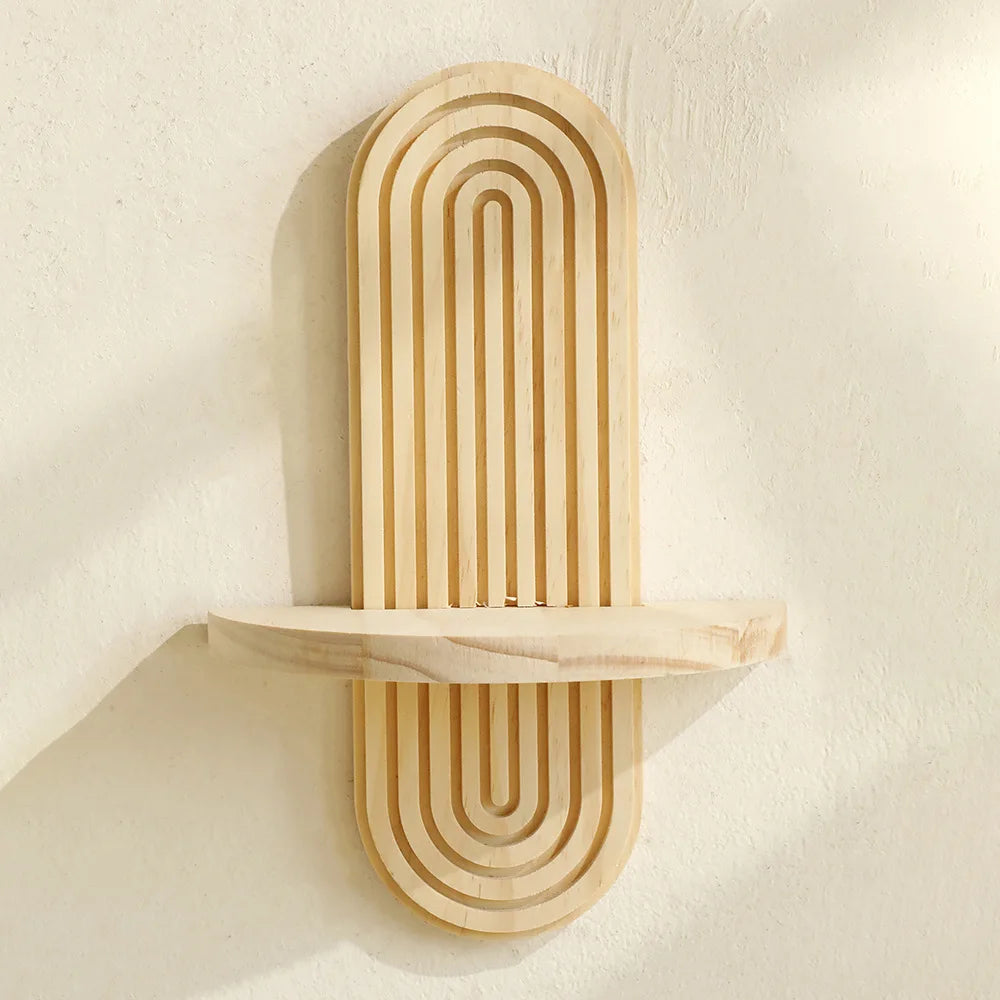Boho Wooden Wall Shelf Plant Stand