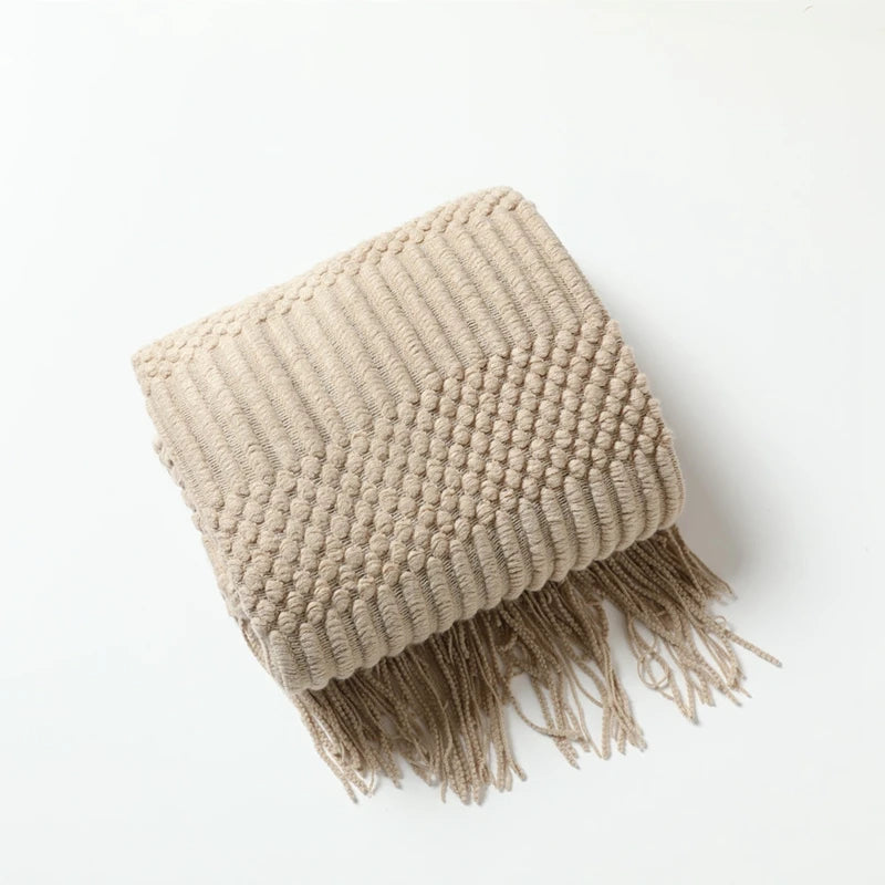 Chunky Knit Boho Throw Blanket