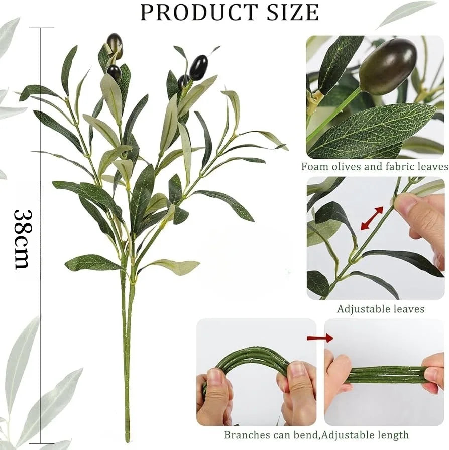 Olive Branch Stems with Realistic Fruits
