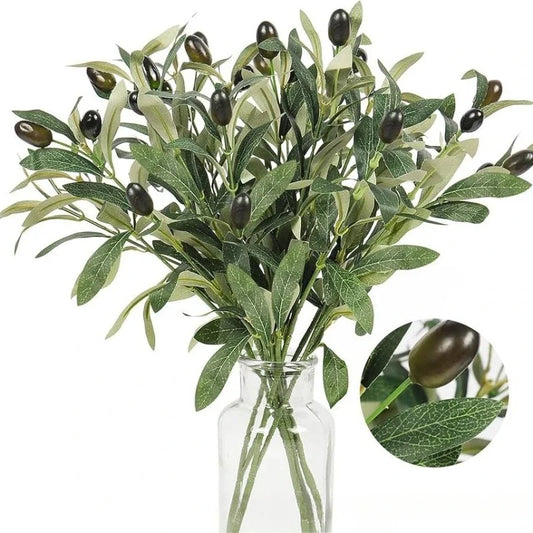Olive Branch Stems with Realistic Fruits
