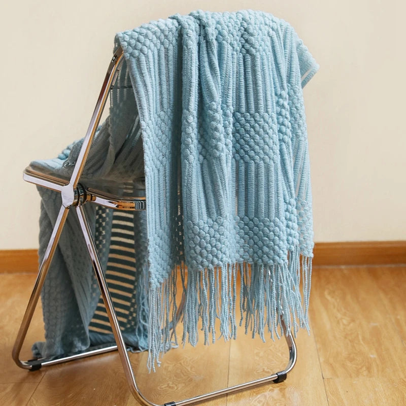 Chunky Knit Boho Throw Blanket