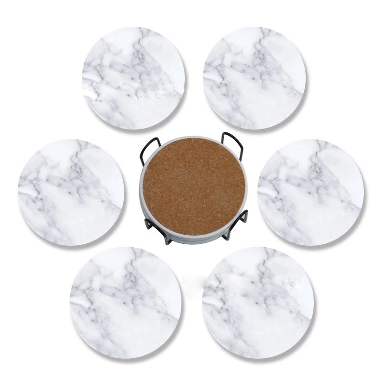 Marble Style Ceramic Coaster Set