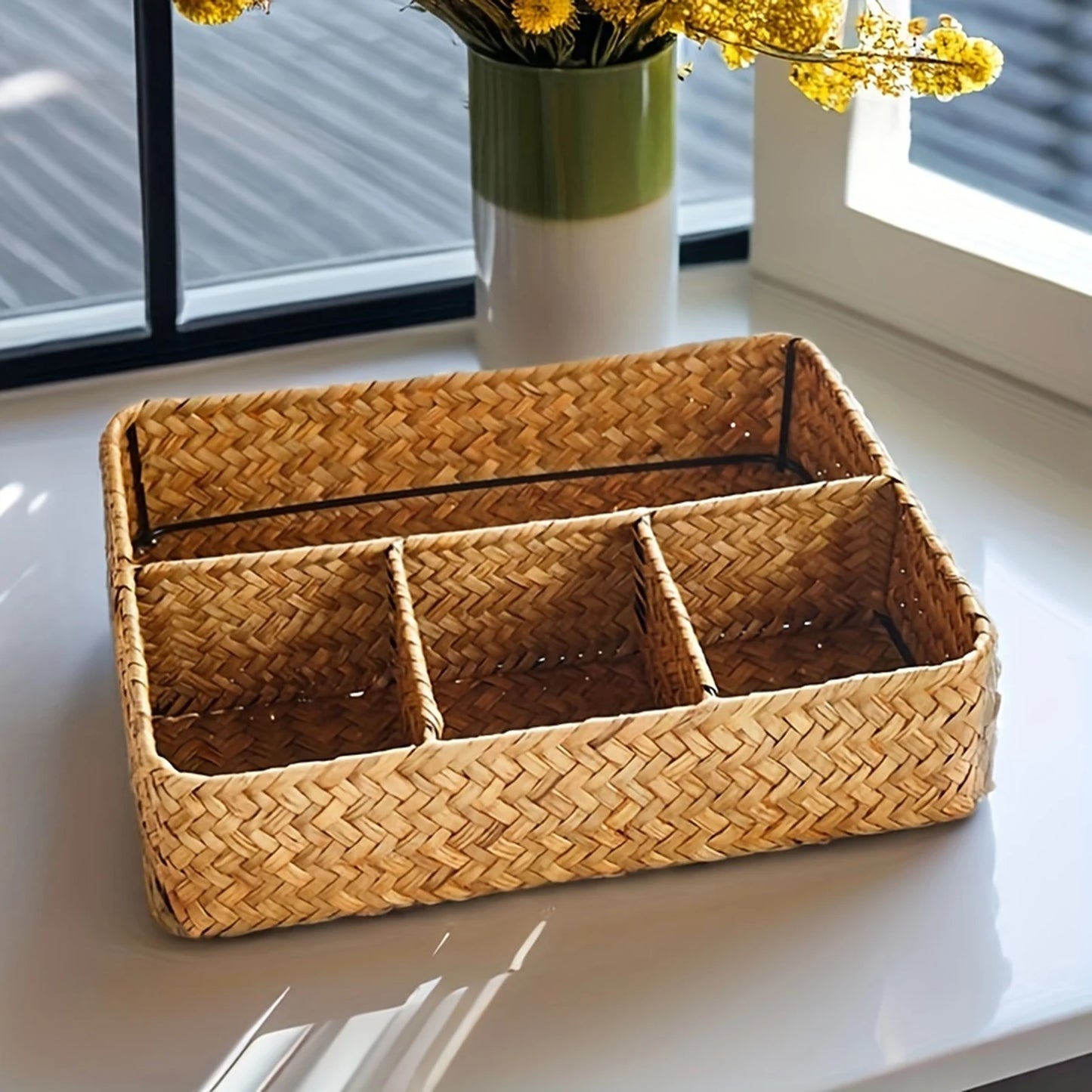 Seagrass Woven Desk Organizer Tray