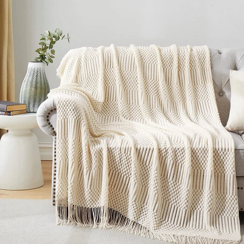 Chunky Knit Boho Throw Blanket