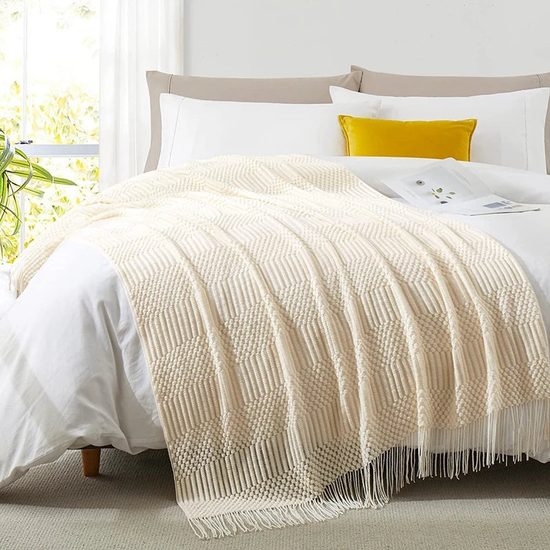 Chunky Knit Boho Throw Blanket