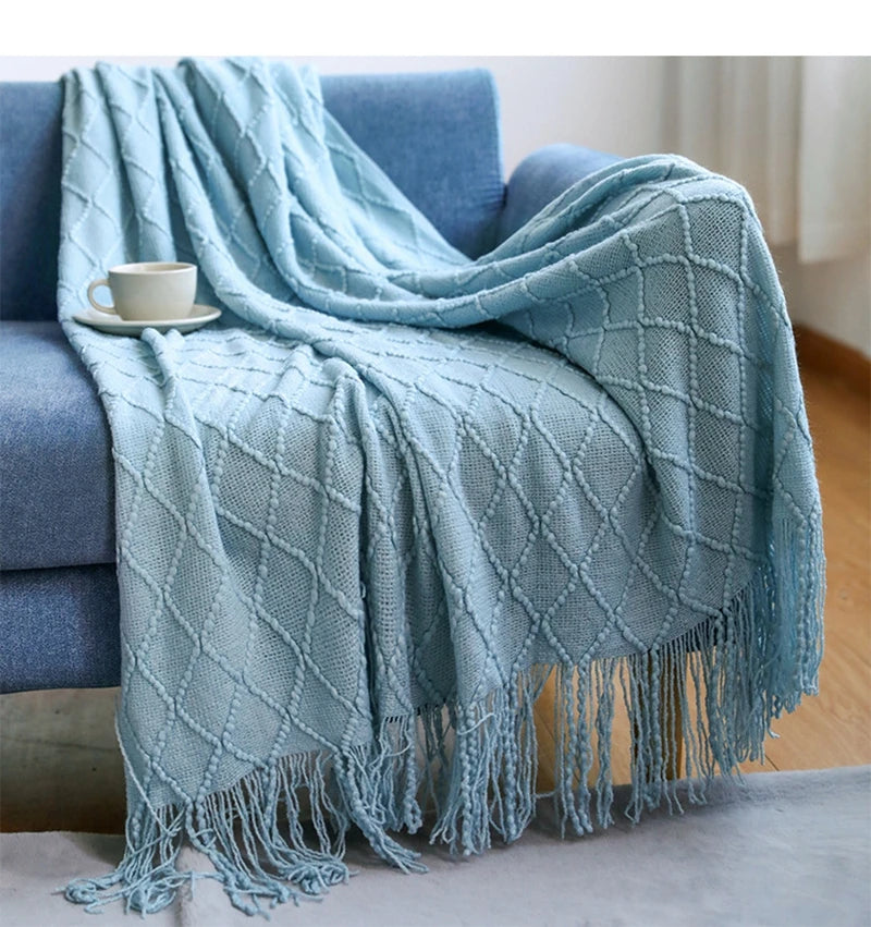 Chunky Knit Boho Throw Blanket