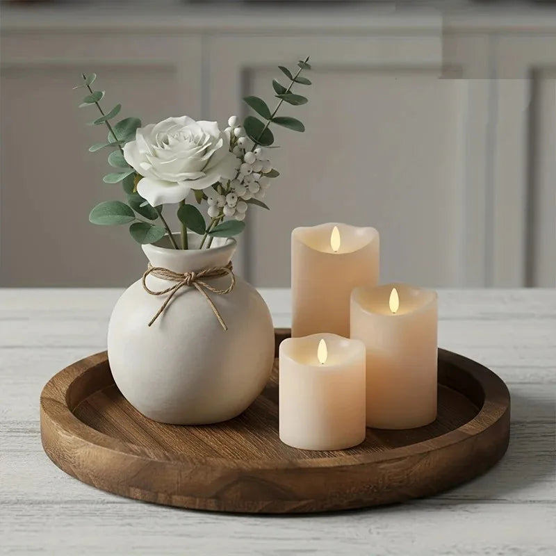 Rustic Round Wooden Serving Tray