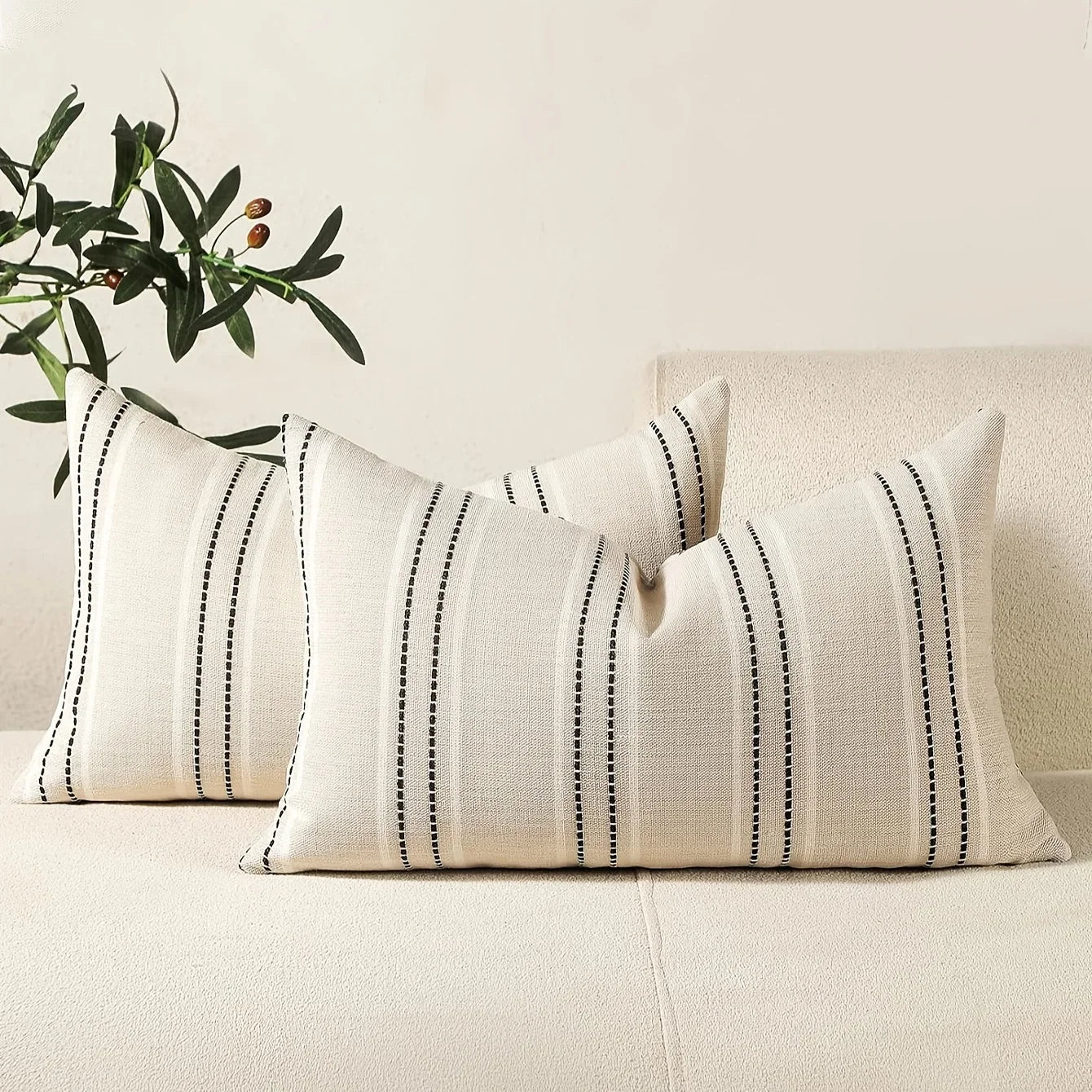 Boho Linen Throw Pillow Cover