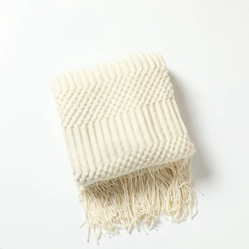 Chunky Knit Boho Throw Blanket